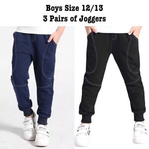 US Boys Size 12/13 Bundle: 3 Pairs of Drawstring Joggers